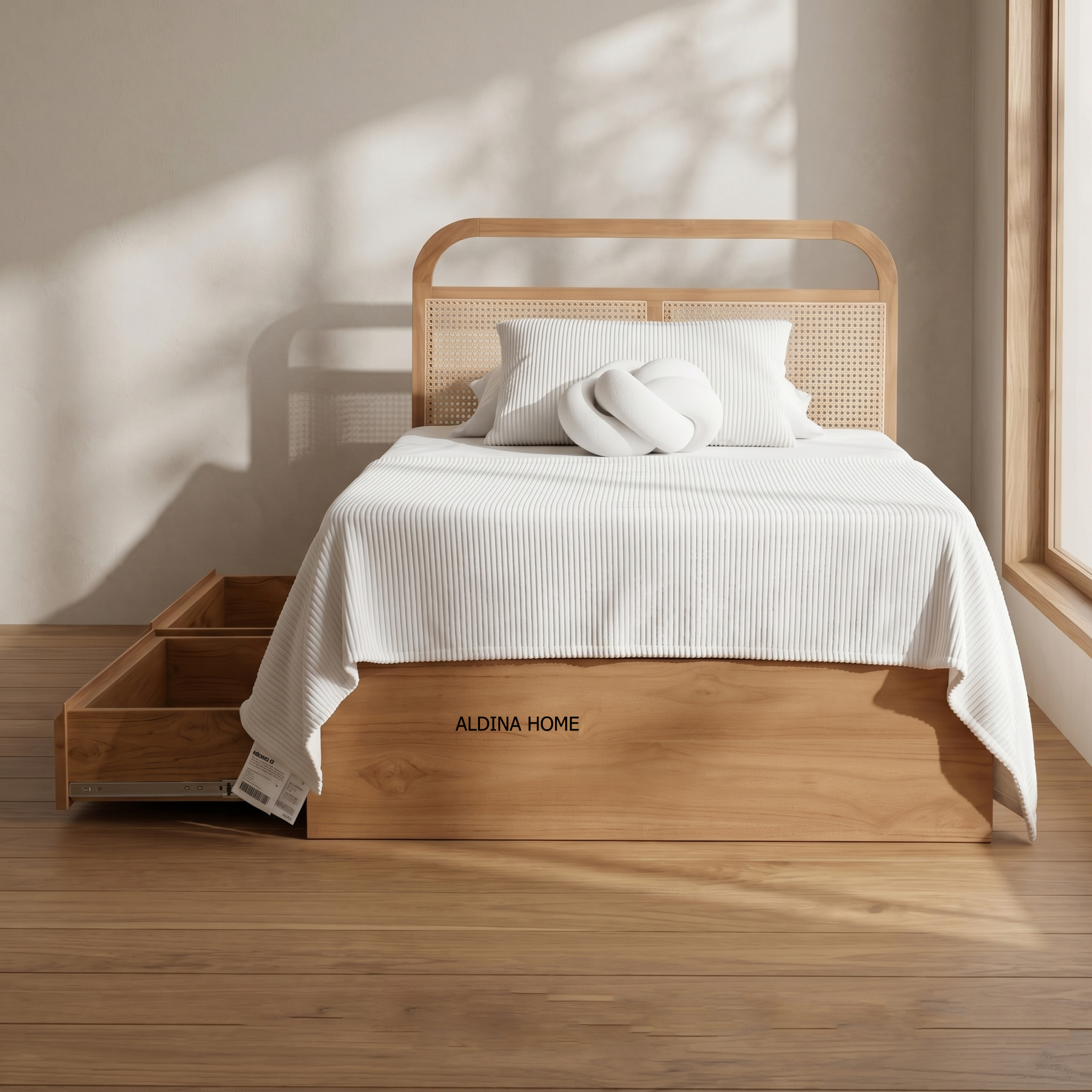 Tempat Tidur Ranjang Dipan Laci Rotan Antik Minimalis Nahira Furniture by Aldina Home