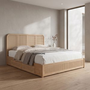 Tempat Tidur Ranjang Dipan Laci Rotan Antik Minimalis Arsa Furniture by Aldina Home